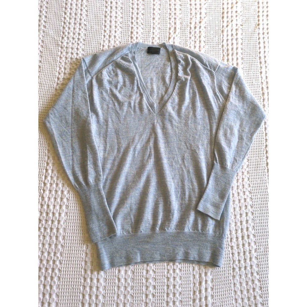 J Crew Italian Cashmere V Neck Sweater Pullover Heathered Blue Sz Small‎